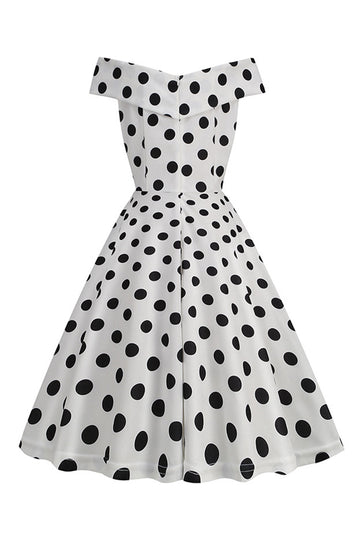 Robe vintage à pois blanc sur les épaules